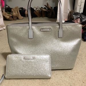 Sparkly kate spade purse and matching wallet